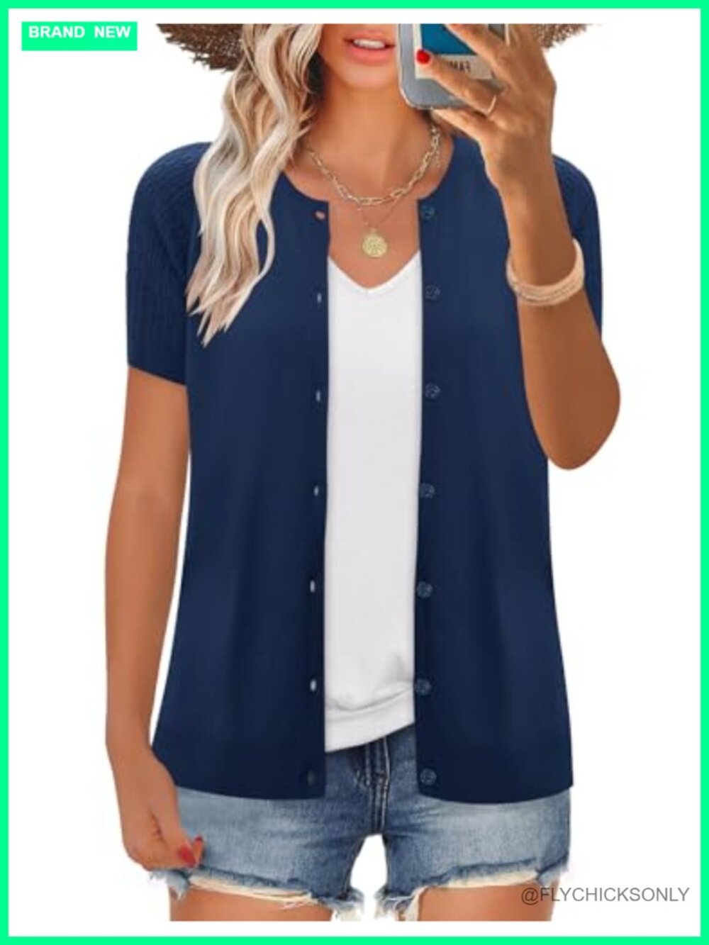 Lightweight Knit Cropped Cardigan Button Up Short Sleeve Shrug